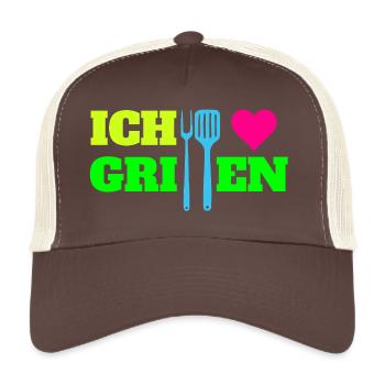 ICH LIEBE GRILLEN - GRILLMEISTER - GRILLPARTY - Trucker Cap - Braun/Beige - Vorne