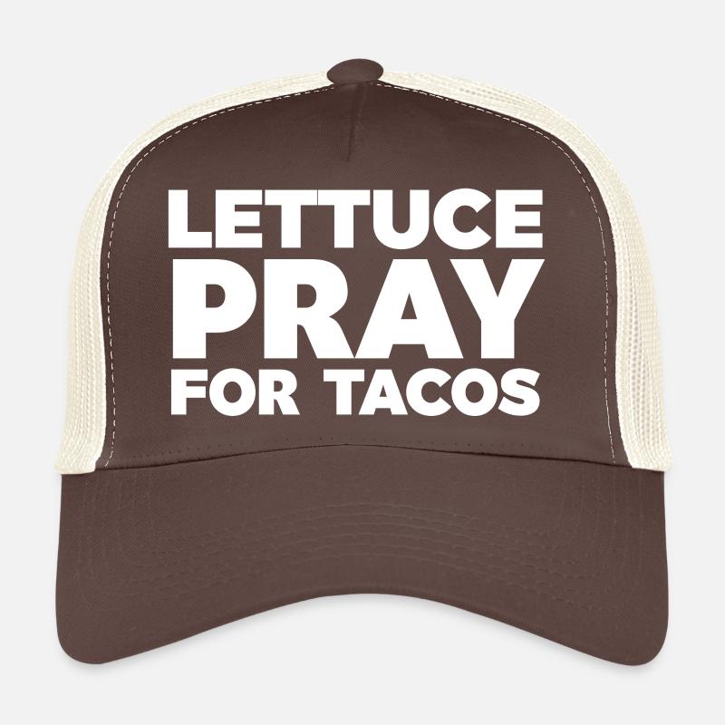 Laitue Pray For Tacos Design typographique Casquette trucker 