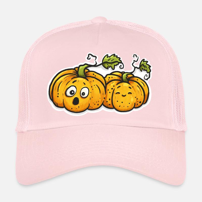 Cute Pumpkin Couple - Halloween Fall Comic Trucker Cap