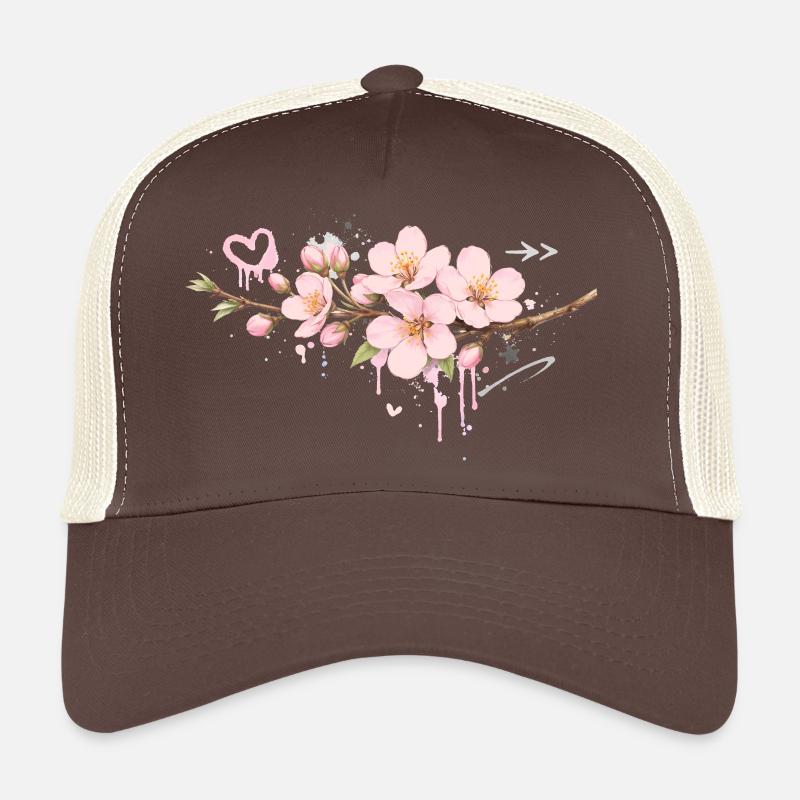 Branche de cerisier en fleurs de style graffiti Casquette trucker 