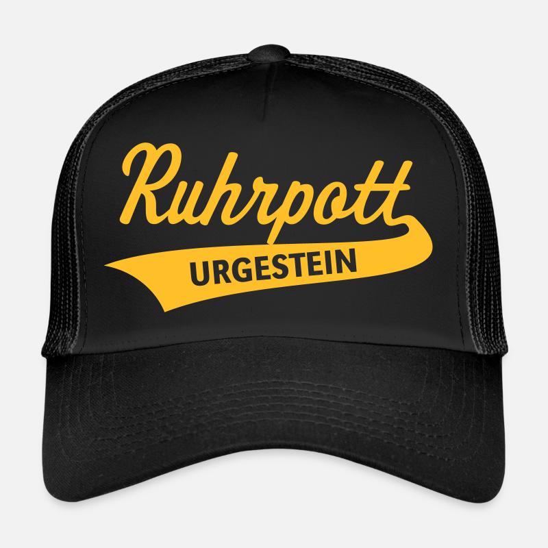 Ruhrpott – Urgestein (Ruhrgebiet Kohlenpott / 1C) - Trucker Cap - Schwarz/Schwarz