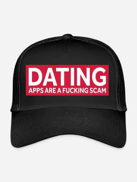 LES APPLICATIONS DE RENCONTRES SONT UNE D’ARNAQUE - Casquette trucker  - noir/noir - Devant