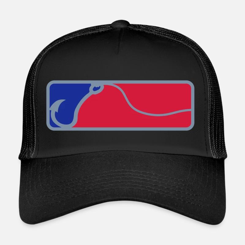 Red Blue Fishing Hook Trucker Cap