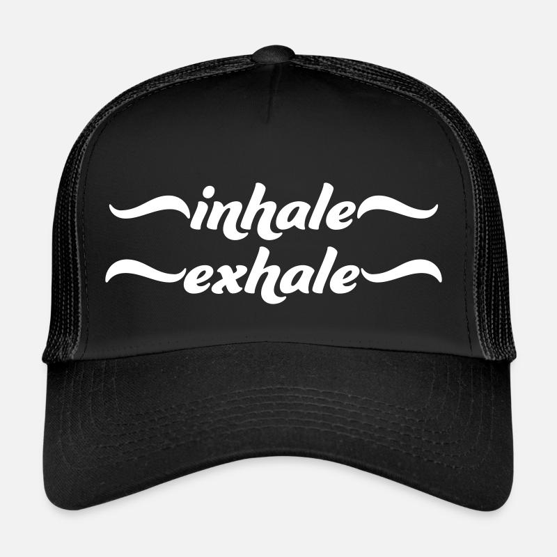 inhale exhale yoga quote Trucker Cap
