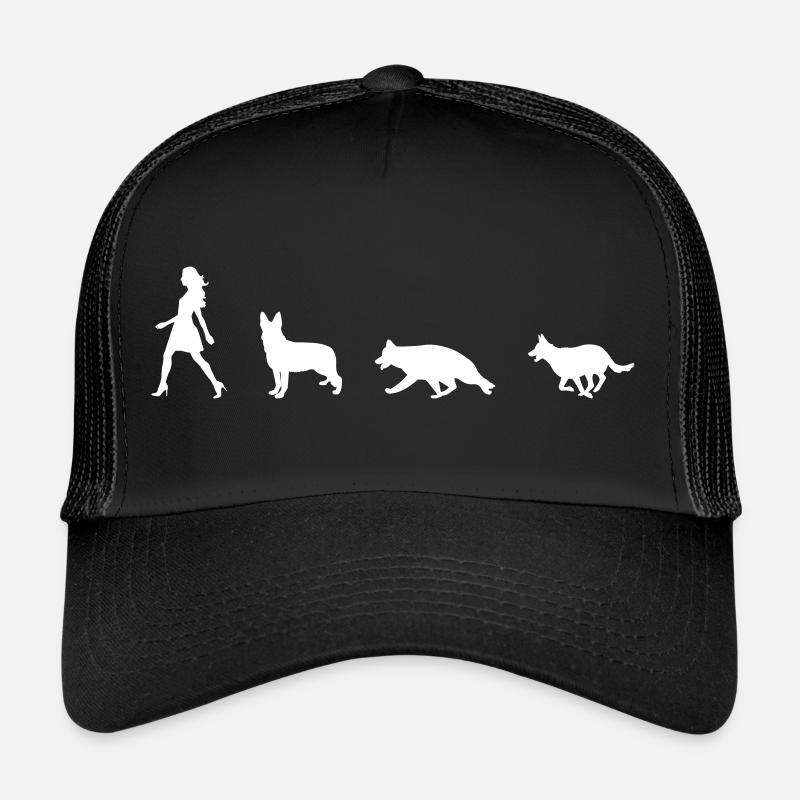Frau mit Hunde Followern lustiger Hund Silhouette - Trucker Cap - Schwarz/Schwarz