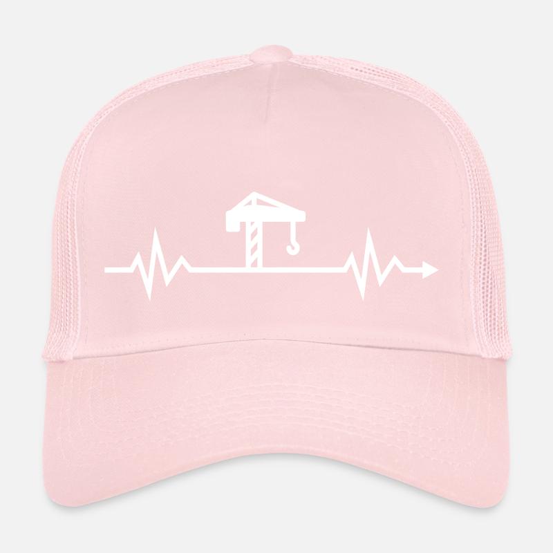 Heartbeat crane cranes crane operator construction site construction Trucker Cap