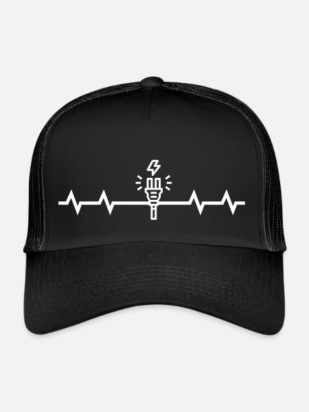 Prise de pulsation électricien électricien génie électrique E - Casquette trucker  - noir/noir - Devant