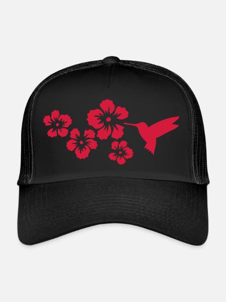 colibri fleurs d'hibiscus - Casquette trucker  - noir/noir - Devant