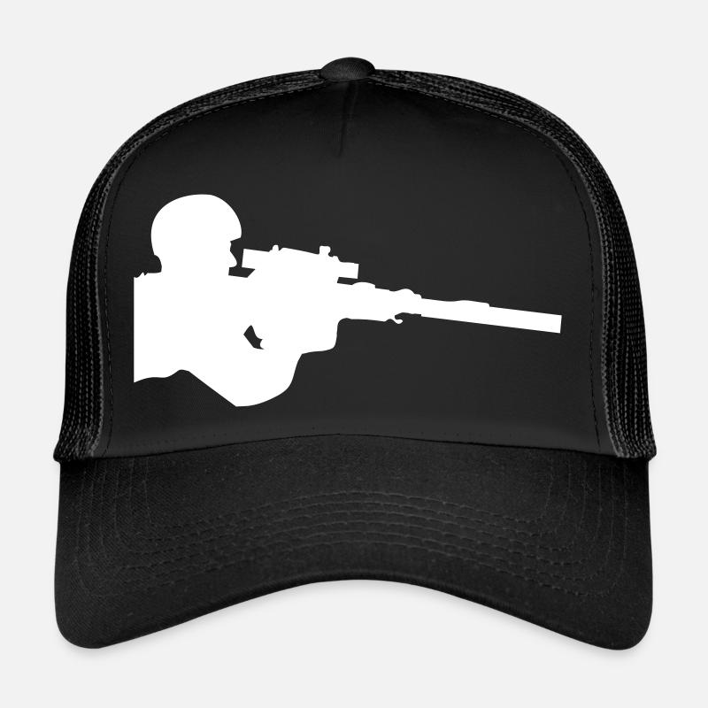 Sniper Gamer Rifle Scope Soldier Shooter War Aim Trucker Cap