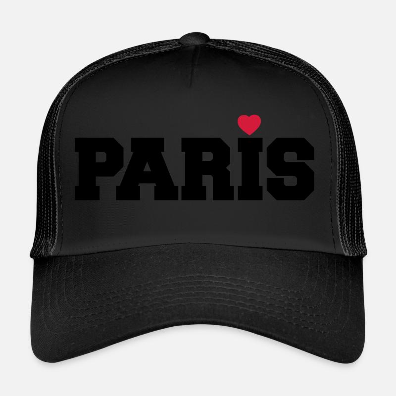 Paris Herz Frankreich Liebe Geschenk - Trucker Cap - Schwarz/Schwarz