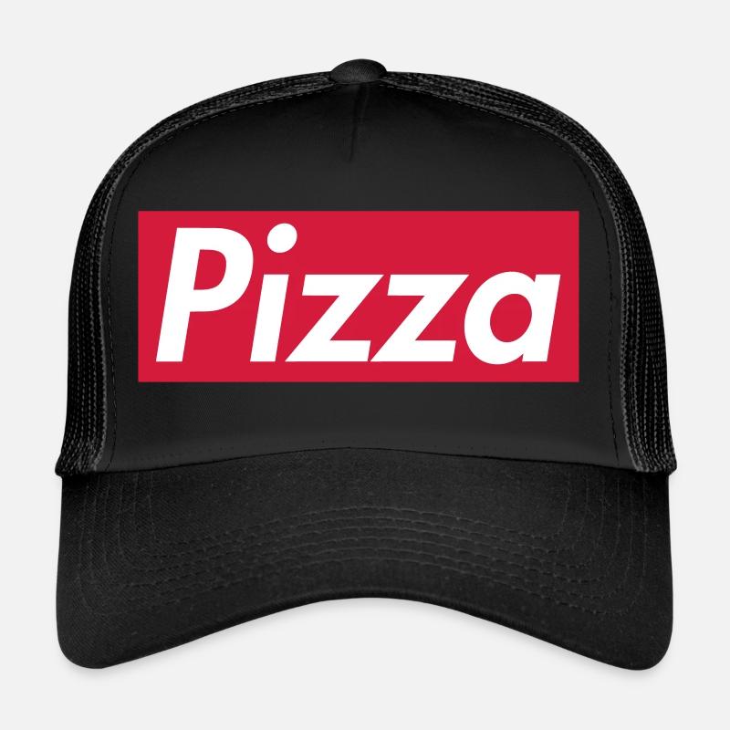 Pizza - Sup reme design, white letters, red box Trucker Cap