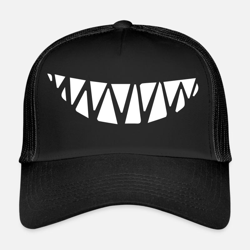 Lächelnde Zähne Mindestabstand - Trucker Cap - Schwarz/Schwarz
