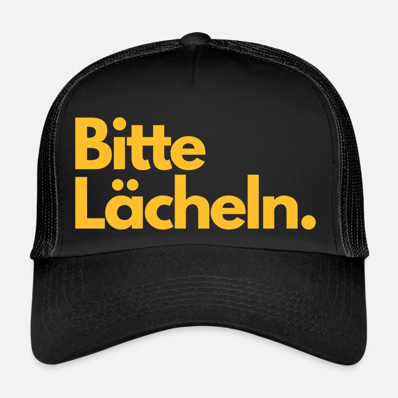 Bitte Lächeln - Trucker Cap - Schwarz/Schwarz