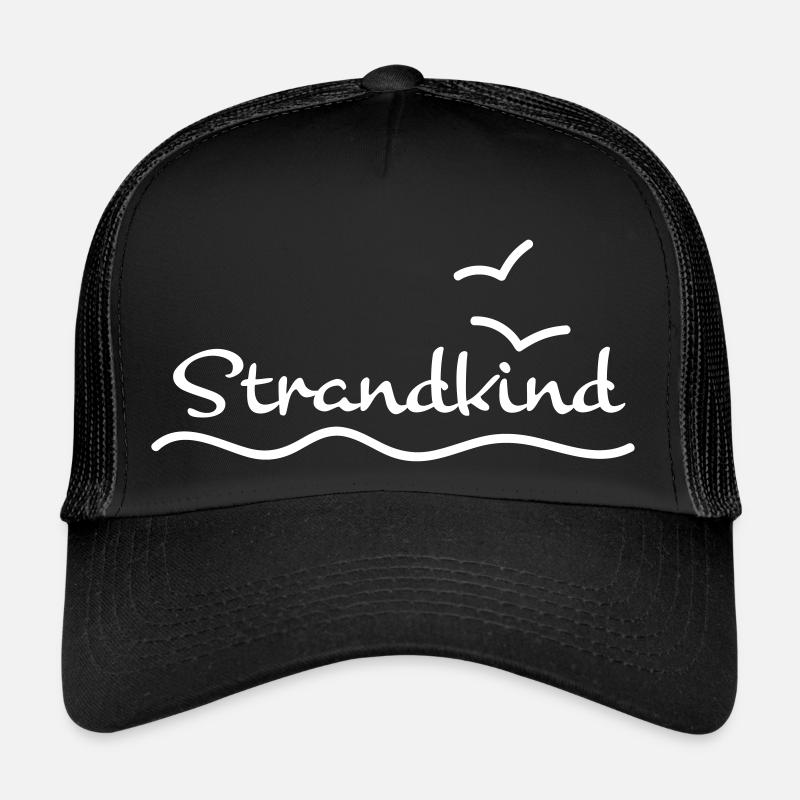 Meer Strand und Möwen - Trucker Cap - Schwarz/Schwarz