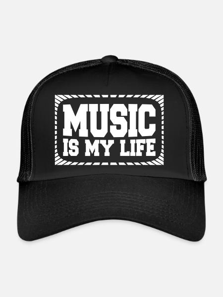 La musique est ma vie Musik ist mein Leben liebe spruch - Casquette trucker  - noir/noir - Devant