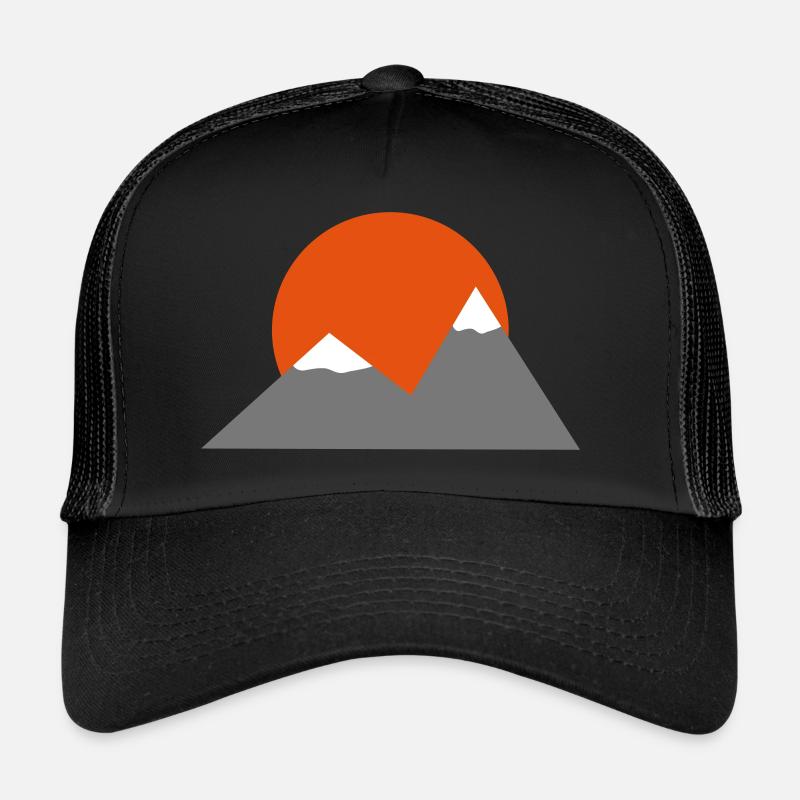 Sunset behind mountain - Trucker Cap - black/black