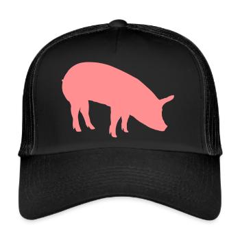 Sow pig schnitzel vector color selectable - Trucker Cap - black/black - Front