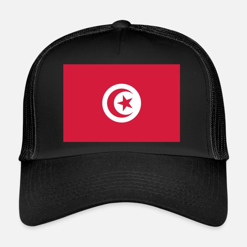 Drapeau Tunisie / Tunisian flag - Casquette trucker  - noir/noir