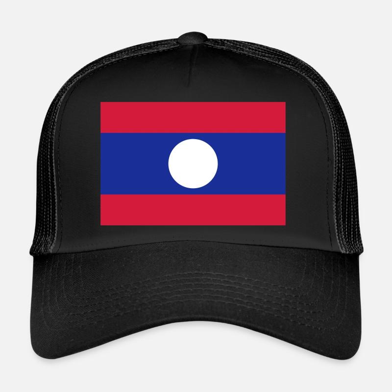 Laos flag / Drapeau Laos - Casquette trucker - noir/noir