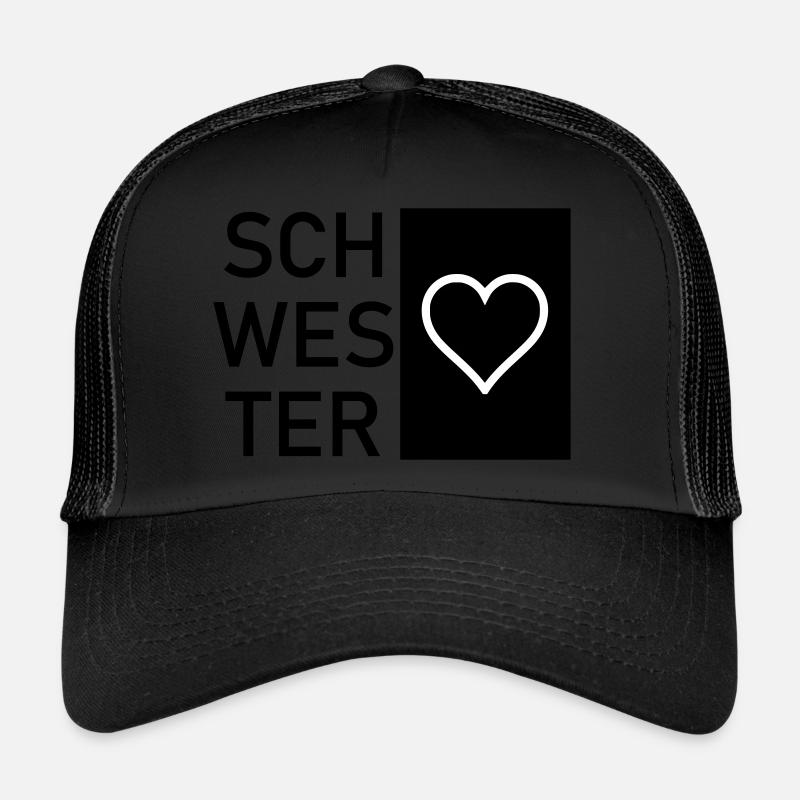 Schwesterherz - Trucker Cap - Schwarz/Schwarz