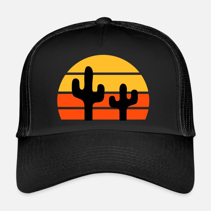 Deux cactus devant un demi-soleil Casquette trucker 