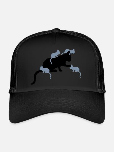 Beaucoup de chatons Mama Cat - Casquette trucker  - noir/noir - Devant
