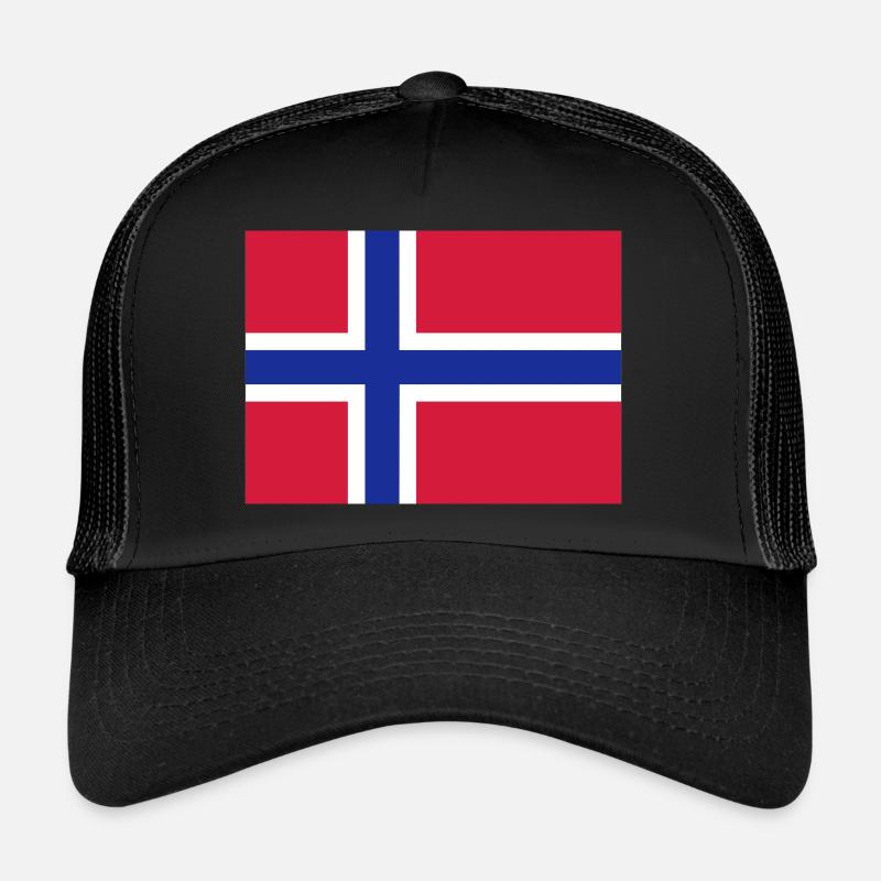 Norwegen Flagge - Trucker Cap - Schwarz/Schwarz