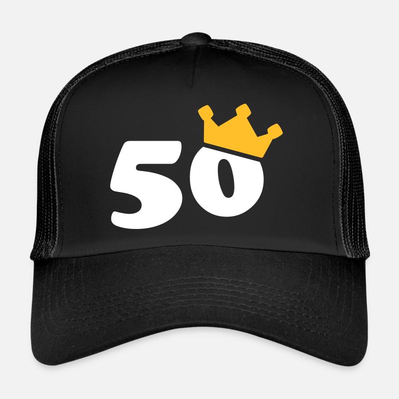 50 Krone 50 Geburtstag 50 Jahre - Trucker Cap - Schwarz/Schwarz