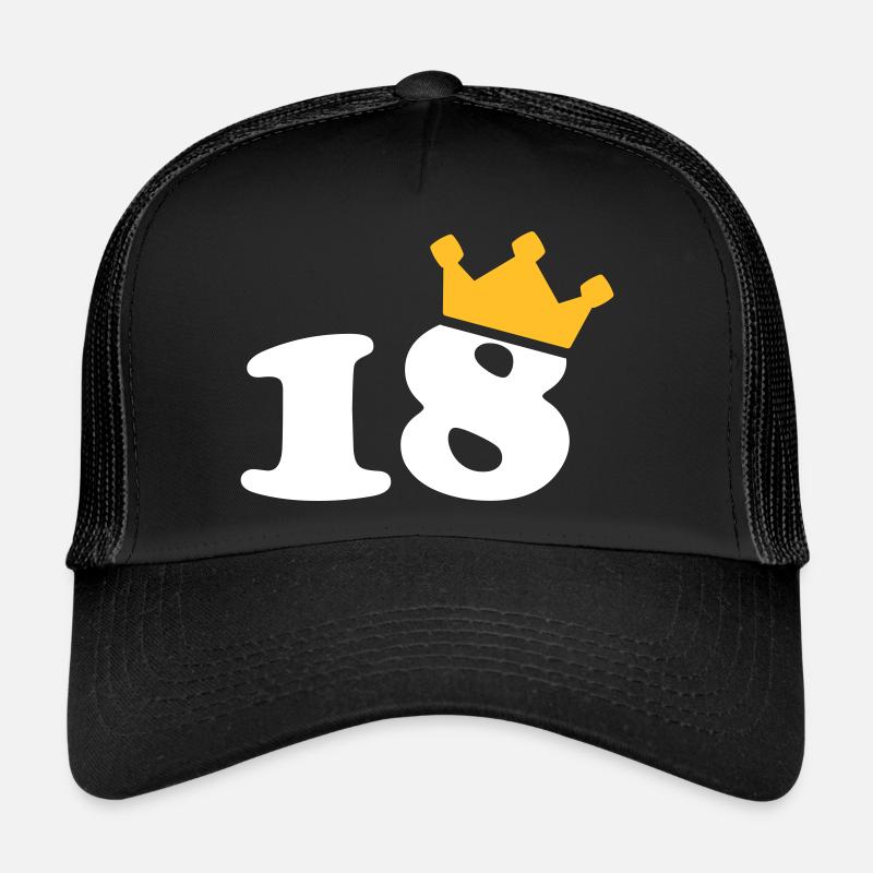 18 Krone 18. Geburtstag 18 Jahre - Trucker Cap - Schwarz/Schwarz