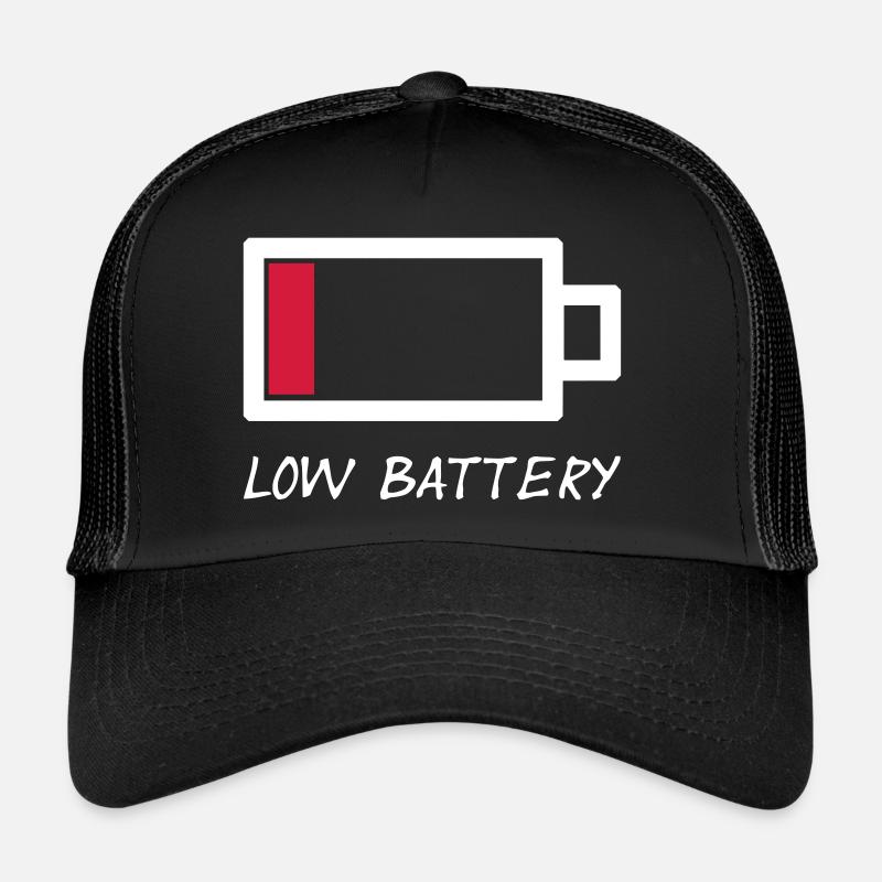 low battery - niedriger Akkustand erschöpft Vektor - Trucker Cap - Schwarz/Schwarz