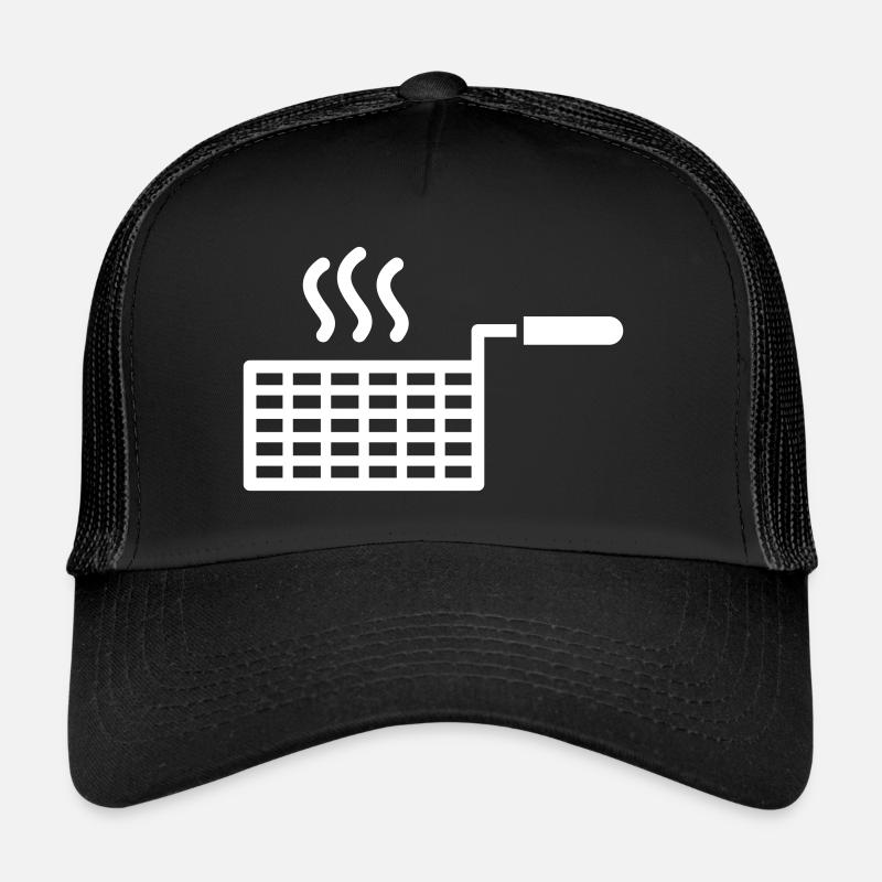 Fritteuse T-Shirt Design Geschenk - Trucker Cap - Schwarz/Schwarz