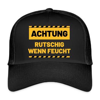 ACHTUNG rutschig wenn feucht - Trucker Cap - Schwarz/Schwarz - Vorne