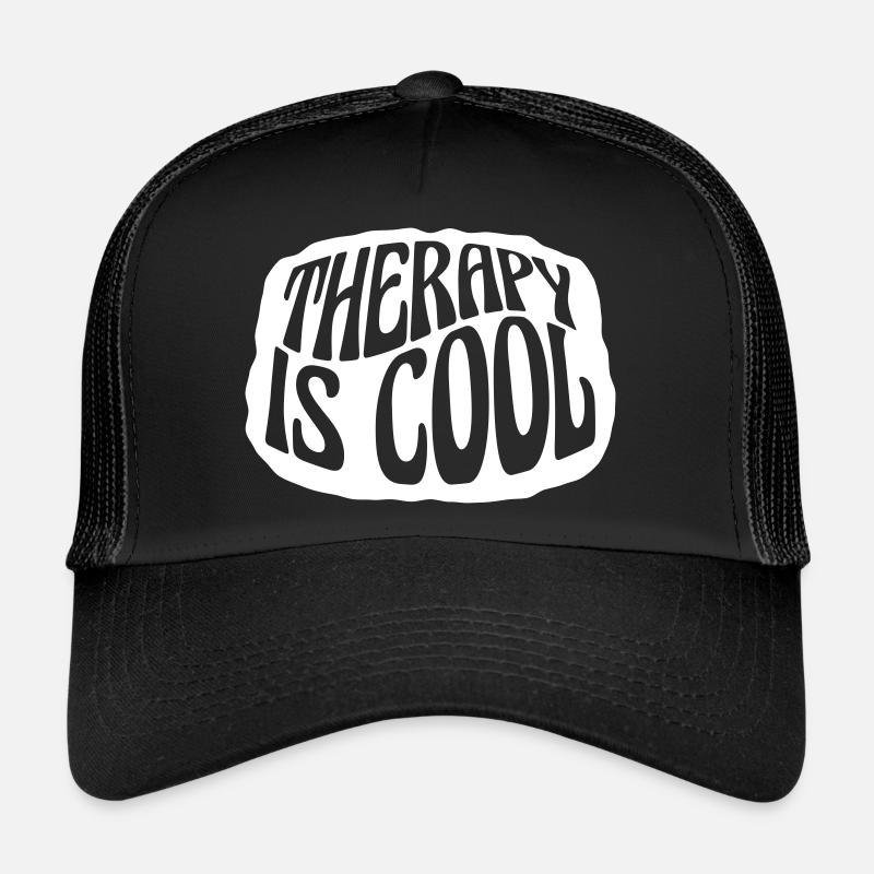 therapy is cool Zitat - Trucker Cap - Schwarz/Schwarz