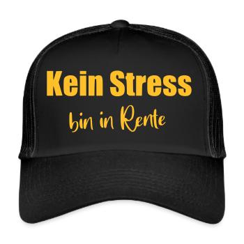 Kein Stress bin in Rente - Trucker Cap - Schwarz/Schwarz - Vorne