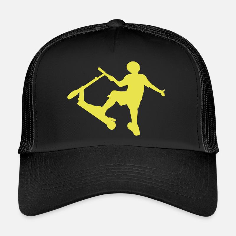 Stunt Scooter Fahrer beim Tricksen YELLOW Trucker Cap