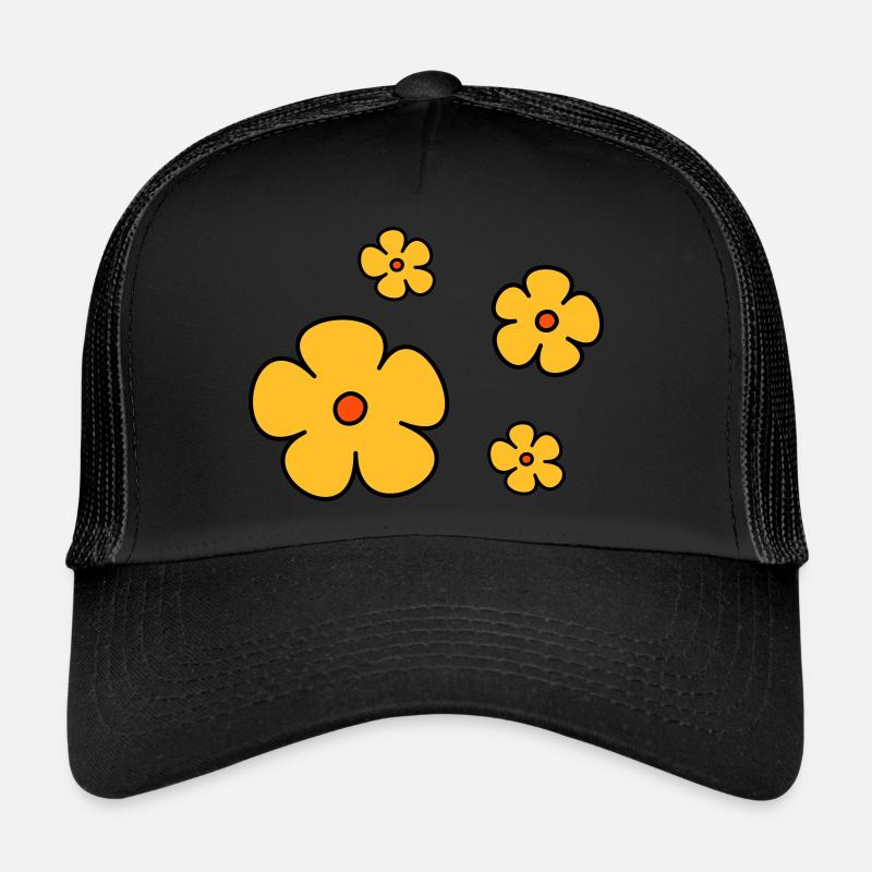 Blumen dreifarbig - Trucker Cap - Schwarz/Schwarz