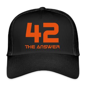 42, die Antwort Galaxis Science Fiction UFO Rakete - Trucker Cap - Schwarz/Schwarz - Vorne