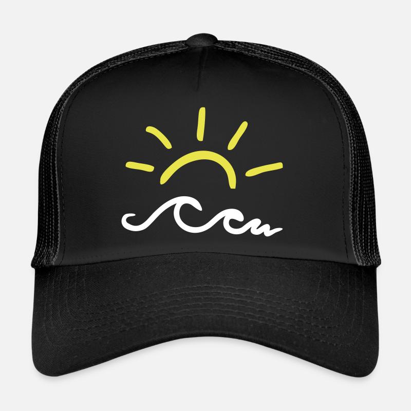 Sonne und Wellen - Trucker Cap - Schwarz/Schwarz