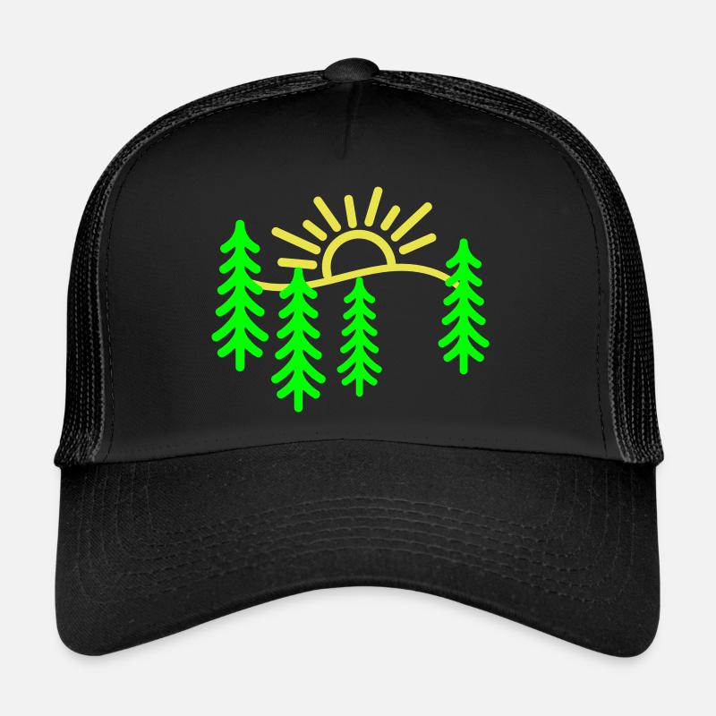 The golden sun and green trees Trucker Cap