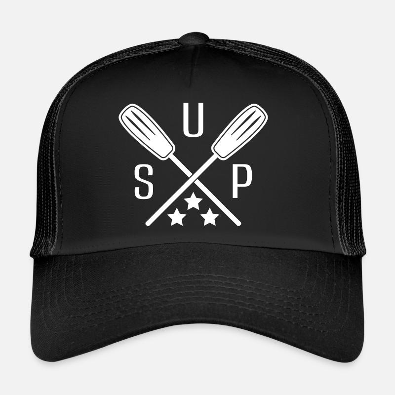 SUP Logo Stand Up Paddling Stehpaddler Paddleboard - Trucker Cap - Schwarz/Schwarz