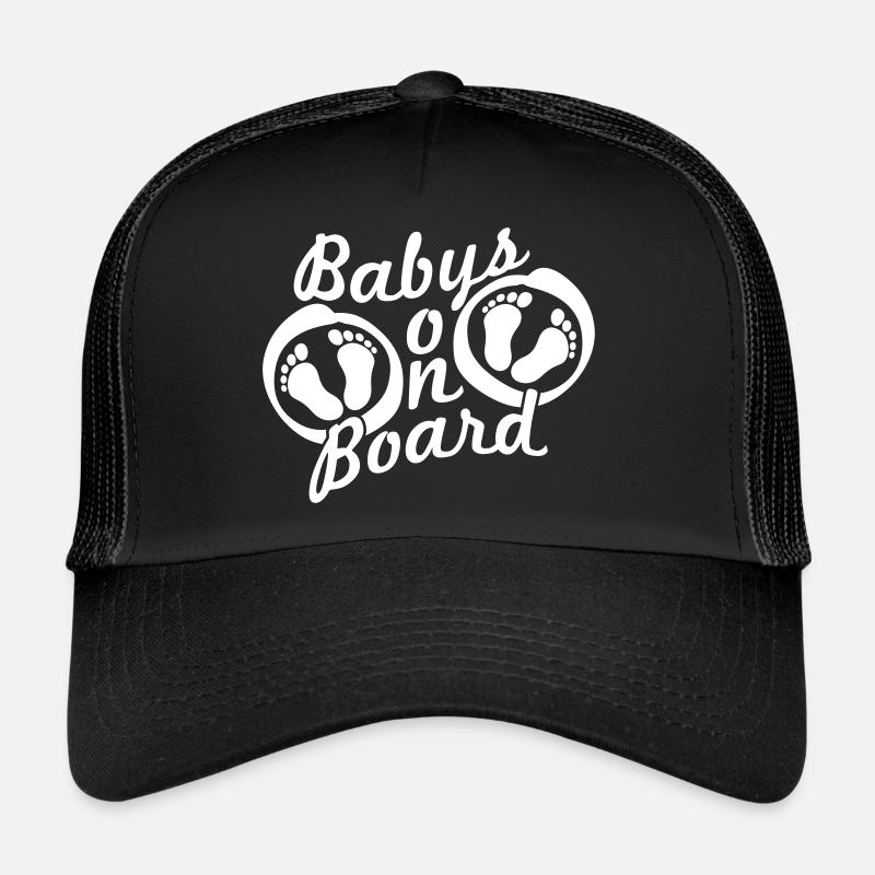 Bébés à bord de 2 jumelles enceintes, pieds du ventre Casquette trucker 