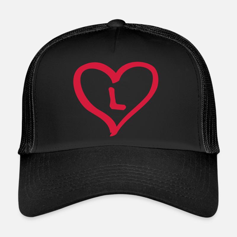 Coeur comique avec L nom nom lettre initiale amour Casquette trucker 