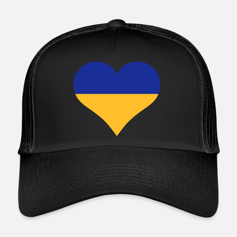 Heart Ukraine blue gold - Trucker Cap - black/black