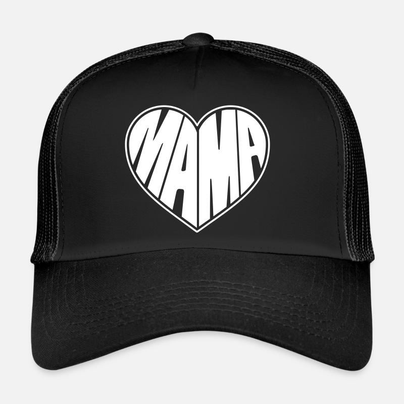 Mama Herz Muttertag Mutterherz - Trucker Cap - Schwarz/Schwarz