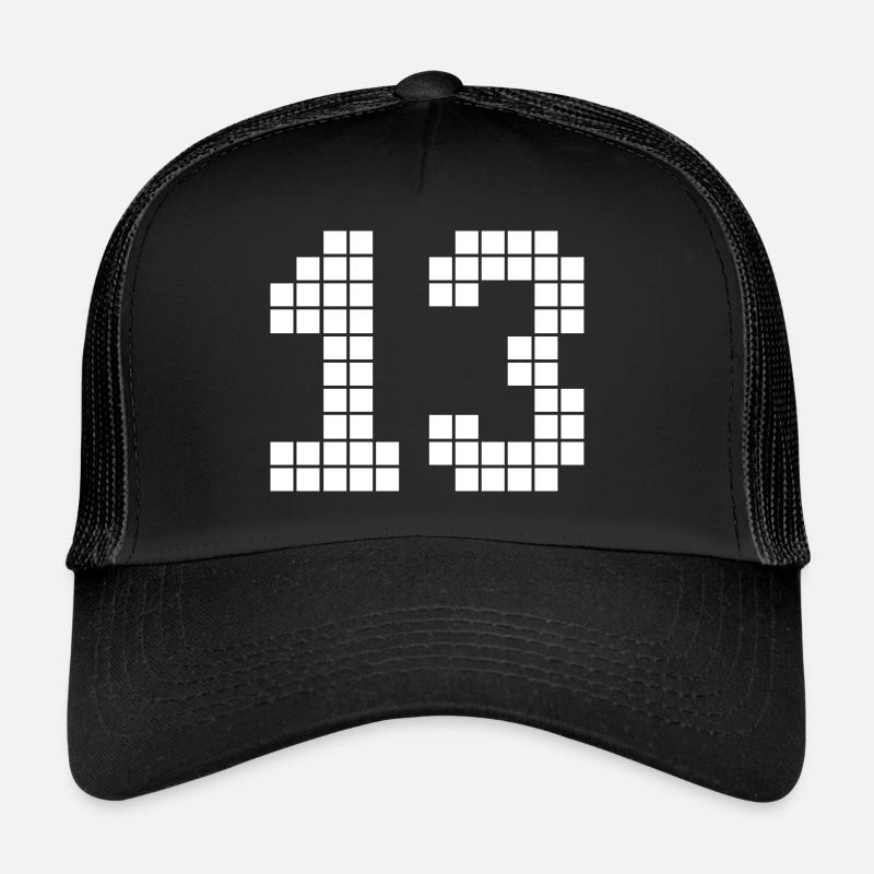 Pixel Nummer 13 - Trucker Cap - Schwarz/Schwarz