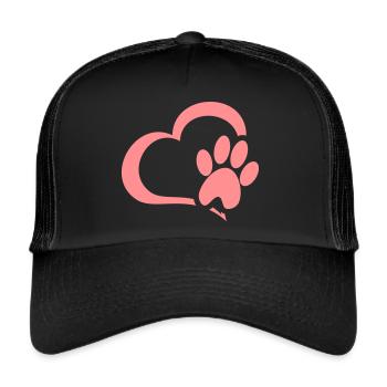 Coeur chat patte chat amoureux des chats - Casquette trucker  - noir/noir - Devant