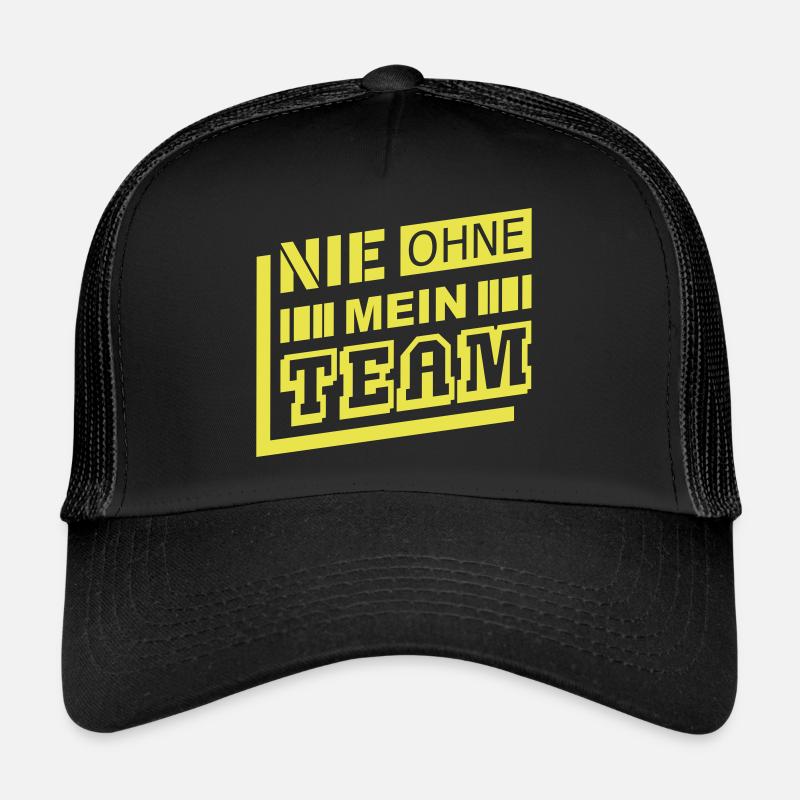 Nie ohne Team (Schriftzug) - Trucker Cap - Schwarz/Schwarz