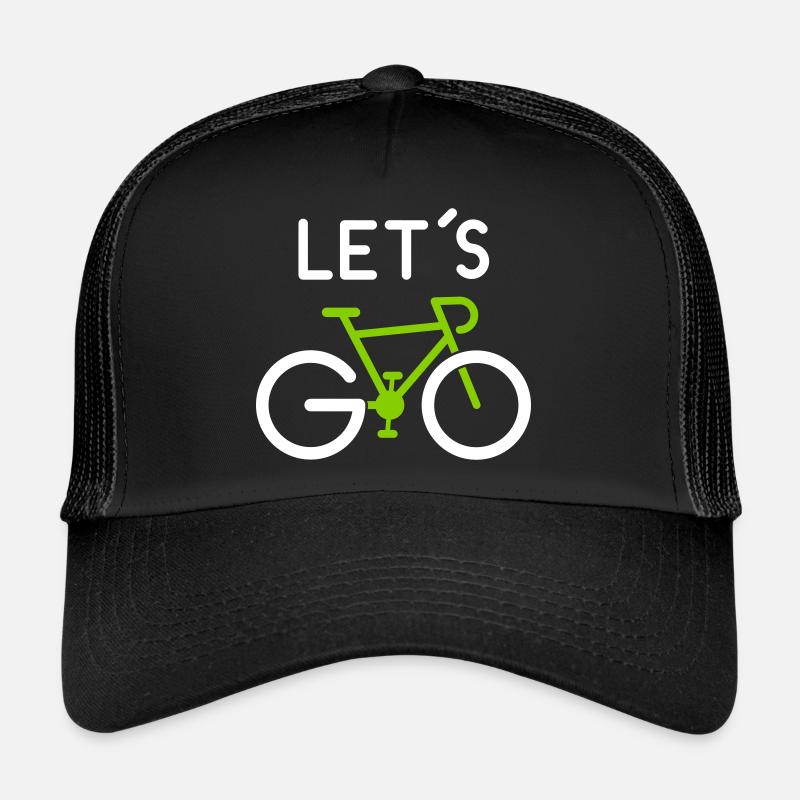 Lets go -Rennrad Radfahrer Spruch Team - Trucker Cap - Schwarz/Schwarz