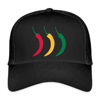 3 hot chillies - Trucker Cap - black/black - Front