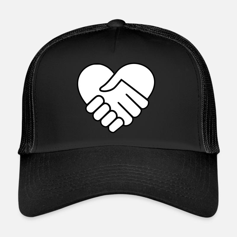 Hand in Hand Herz weiss - Trucker Cap - Schwarz/Schwarz